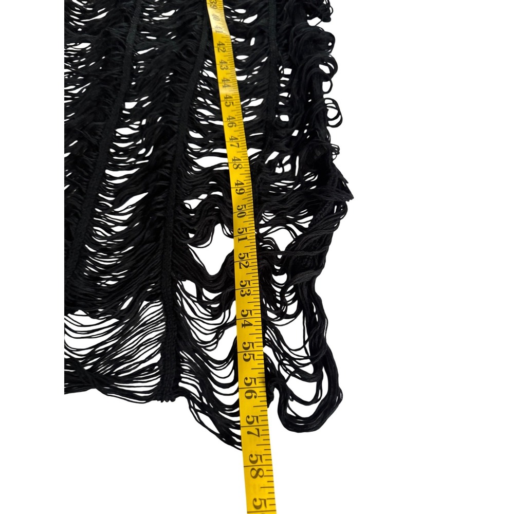 PrettyLittleThing Beach Dress Womens XXL Black Tassel Knit Plus Boho Distressed - Picture 12 of 13